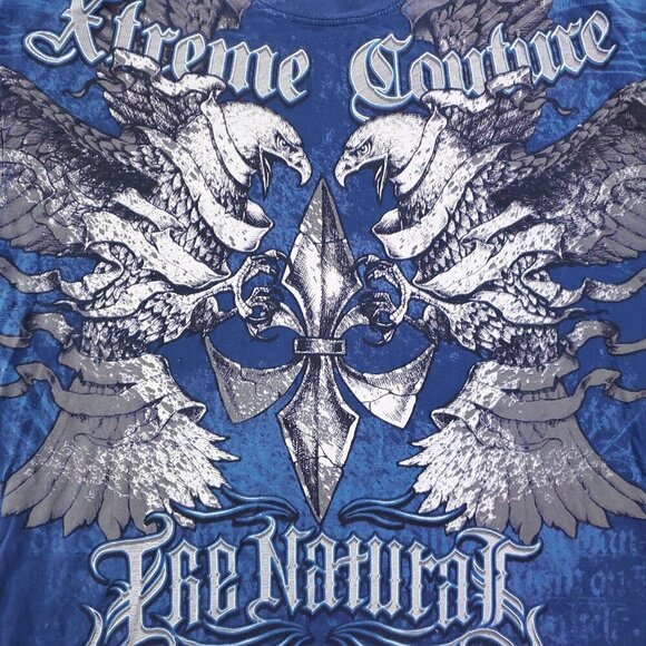 Xtreme Couture T-Shirt AOP Y2K Randy Natural MMA Eagles Fleur De Lis Large - Picture 5 of 10